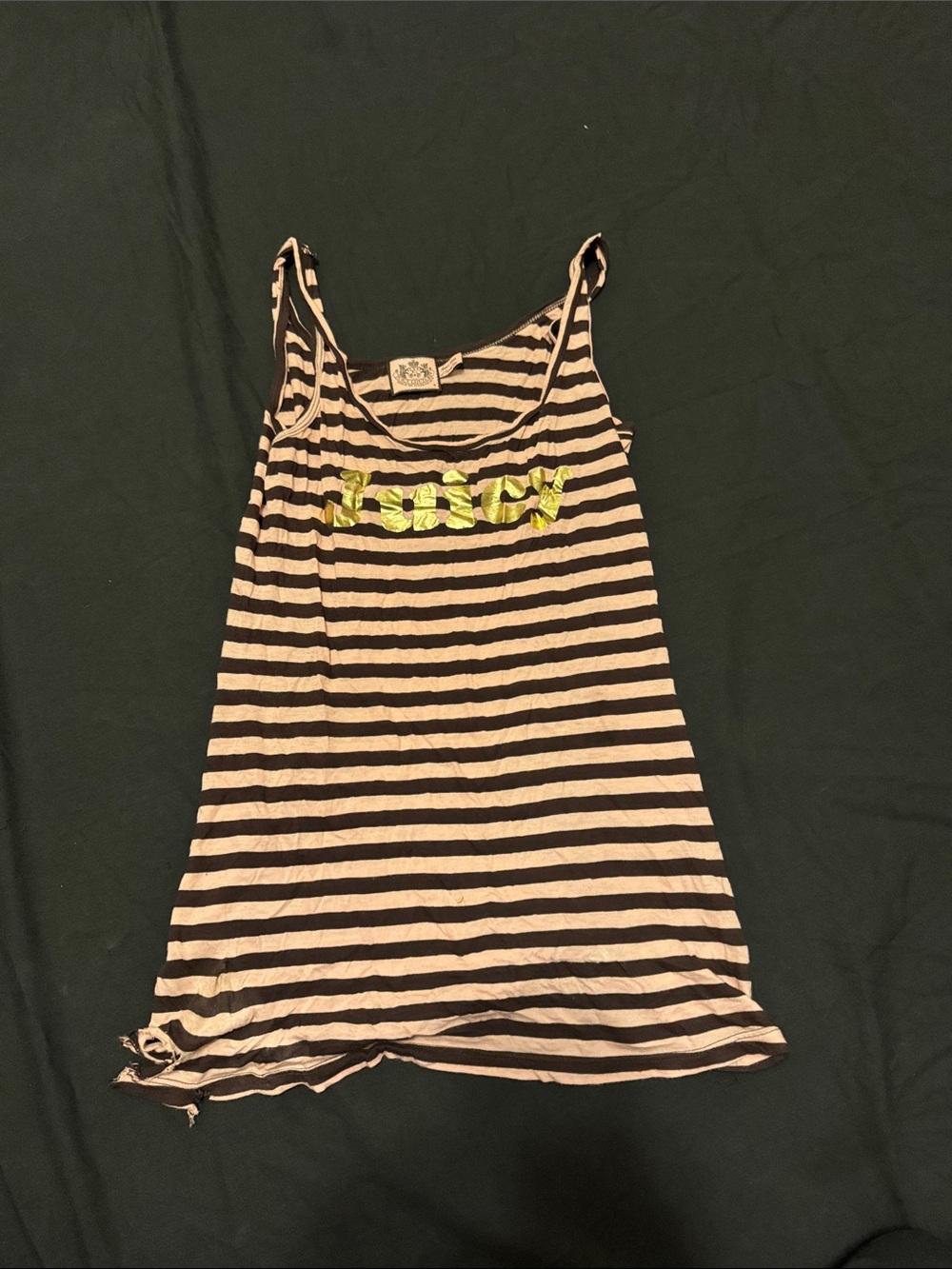 Juicy Couture Pink and Black Striped Sequin Logo Tank